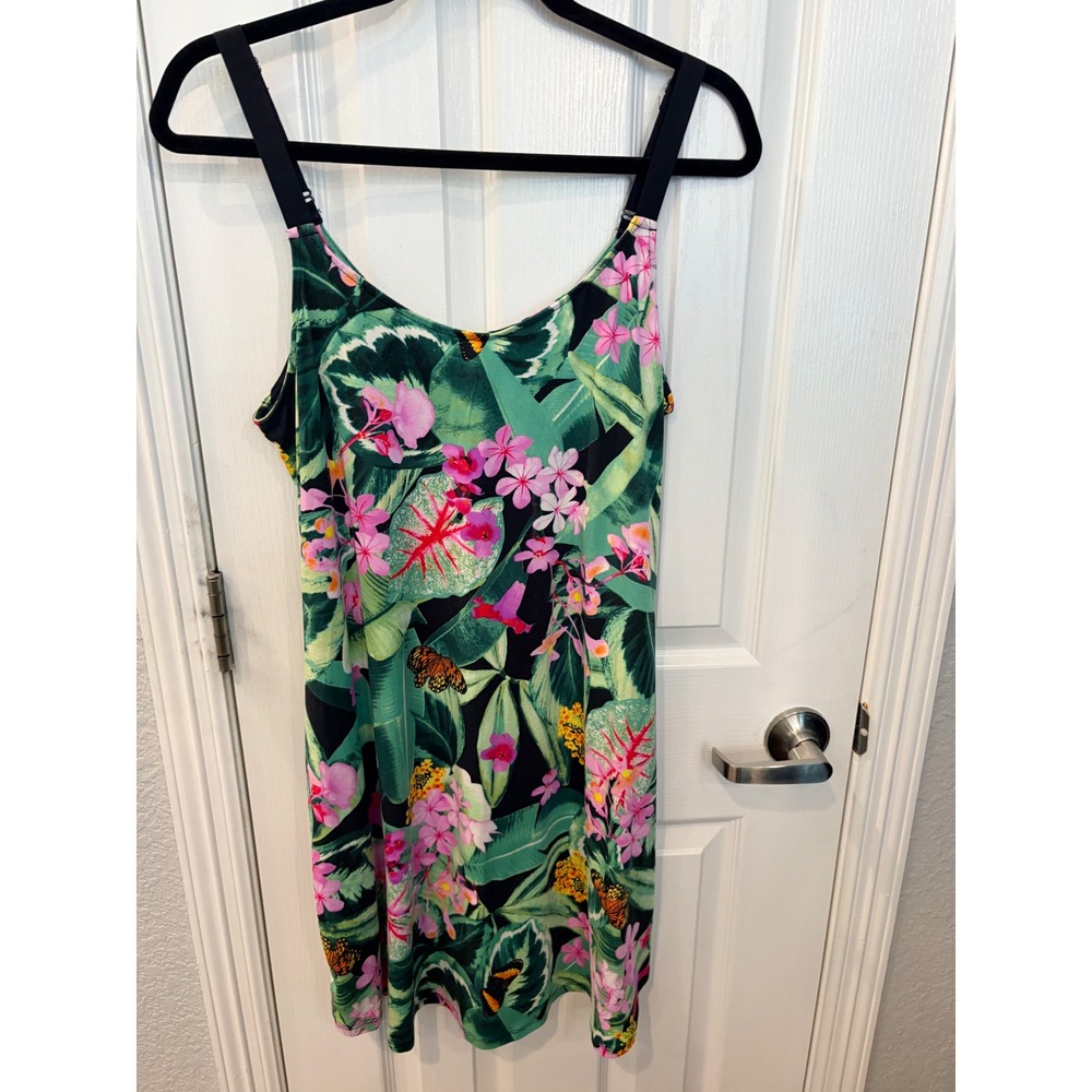 Lilac + London Nightgown Green Tropical Butterfly Floral Chemise Sleep Dress